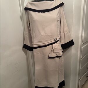 STYLEWE Cream and Black Long Sleeve Dress